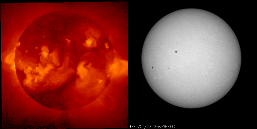 X-ray and white-light 
pictures of the Sun