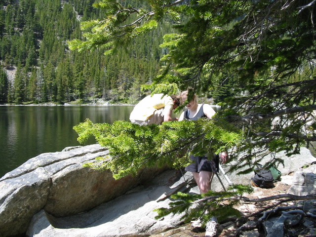 Nick fishing and Heather (hidden by the tree)
