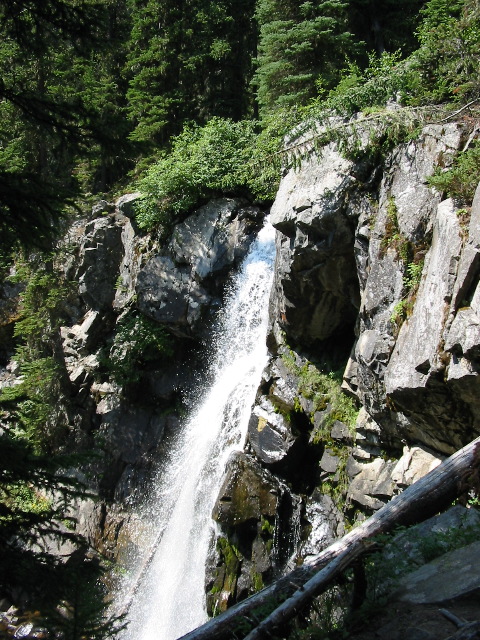 Water falls where we stopped to rest at the top of a mountain