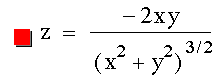 z=-(2*x*y)/[x^2+y^2]^(3/2)
