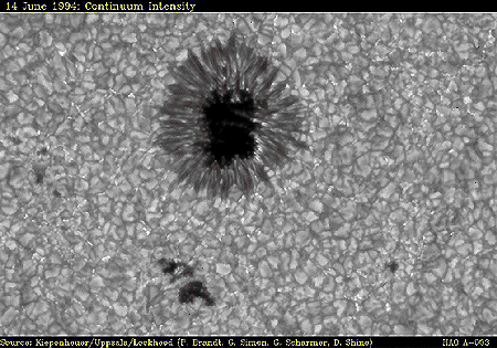 Sun spot with nearby granulation